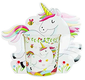 Lote de 12 Decorativas Tazas de Cerámica Infantiles Unicornio. Vajillas y Complementos. Regalos Originales para Niños y Niñas. Detalles para Comuniones, Cumpleaños, Bautizos y Bodas. DK