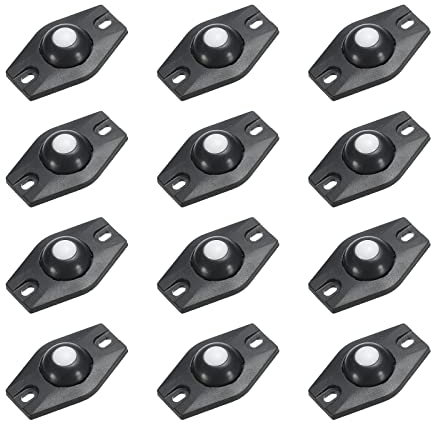 sourcing map Kleber Mini Laufräder (Schwarz - 12Stk) Schwenkbare Universalrolle 360 Drehung Kleberolle für Behälter Lagerboxen Möbel Mülleimer
