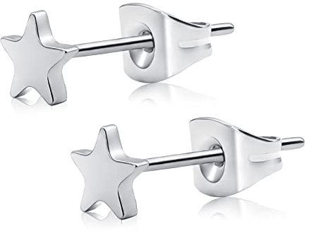 Artskin Nickel frei hypoallergen Titanium Stern Ohrstecker für empfindliche Haut zierliche flache Ohrringe für Teenager Mädchen Frauen kleine minimalistische einfache Schmuck