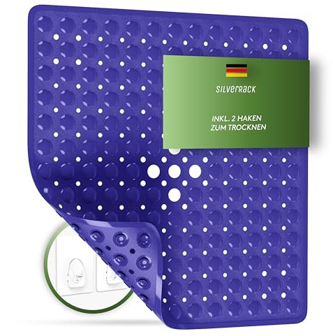 SilverRack Duschmatte rutschfest 53x53 cm (Lila) - Antirutschmatte Dusche BPA frei für Kinder - Badematte rutschfest, maschinenwaschbar u. schimmelresistent - Duscheinlage rutschfest