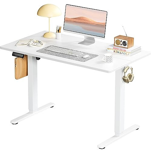 SMUG Stehpult, höhenverstellbar, elektrisch, zum Sitzen, Stehen, Computertisch, ergonomisch, steigend, moderner Aufzug, motorisierter Gaming-Desktop-Arbeitsplatz für Arbeit, Zuhause, Büro, 101,6 x 61