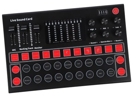 Parliky Changeur de Voix Portable Effets Intégrés Noire Carte Son Externe Mixeur Audio en Plastique pour Streaming et Live Show sur Ordinateur et Téléphone
