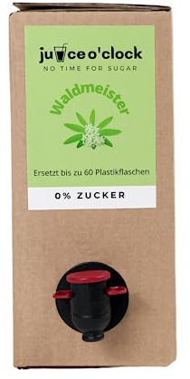 Umweltfreundliche Sirupbox Zuckerfrei - ergibt bis zu 40l leckeres Fertiggetränk | 90 Tage haltbar geöffnet | vegan | kalorienarm | sekundenschnell zubereitet | für Diabetiker (Waldmeister)