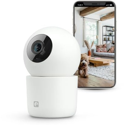 Garza - AI Überwachungskamera 360º Indoor IP WiFi 2.4GHz, 1440P 2.5K (Quad HD), Nachtsicht, AI Detektor (Menschen, Tiere, Geräusche...), Fernsteuerung per App (Weiß)