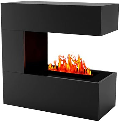 KAMINLICHT Wasserdampf Kamin Room Divider (Standkamin) - Elektrokamin mit realistischen LED 3D-Flammen, Knistereffekt & Fernbedienung, 80x80x37 cm - Opti-Myst 400 Elektro Kamin, Schwarz