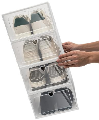 czyuRachel Juego de 20 cajas de zapatos de plástico, apilables y plegables, se pueden guardar zapatos, bolsos, artículos para el hogar y gadgets (33 x 23 x 14 cm)