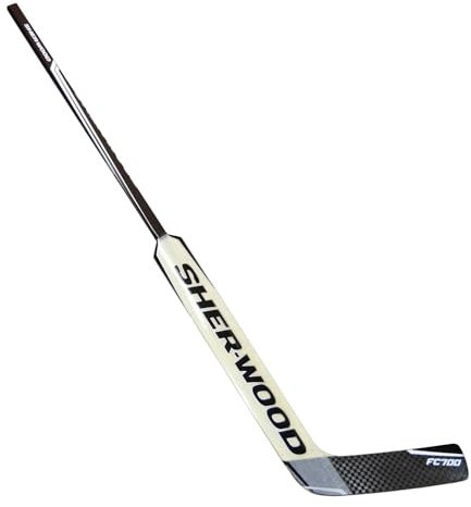 NHL Eishockey Goalie Composite Schläger Shervvood FC700 Intermediate (Schwarz, Modell – 41, Stockhöhe – INT 24“, Linke Seite)