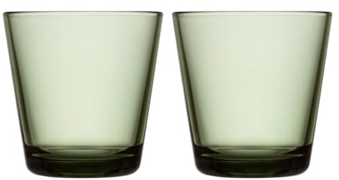 Iittala Glas Kartio Set 2-teiliger aus Glas, Farbe: Tannengrün, Maße: 8x8x8 cm, Inhalt: 21 cl, 1070586