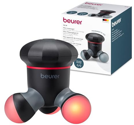 Beurer Mini masseur MG 18, appareil de massage électrique portatif pour un massage doux par vibrations, idéal pour le dos, le cou, les bras et les jambes, avec lumière LED, portable, noir, 1 pièce