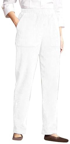HAQUOS Damen-Freizeithose mit Taschen, Fester elastischer Taille, Streifen und geradem Schlauch Hose Damen Stretch Sexy Tumblr Hose Sommer Damen