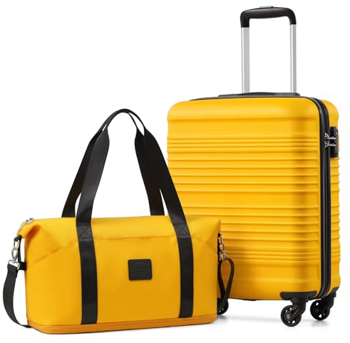COOLIFE 55×40×20 Cabin Suitcase+40x25(36)x20cm Expandable Ryanair Cabin Bag | Lightweight Carry On Suitcase PC+ABS Hardshell, TSA Lock 4 Wheels, Tote– Ideal for EasyJet, Personal Item & Paid Hand Luggage