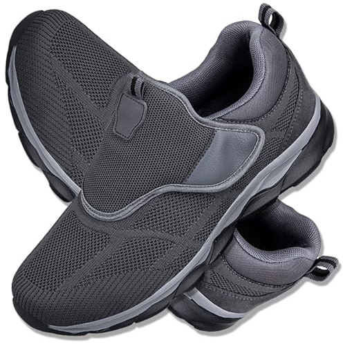 AEHO Femme Chaussures Orthopédiques Pied Large Homme Chaussures de Randonnée Basses Tennis Respirant Légères et Confortables de la Mode de Marche,Gris,38/240mm