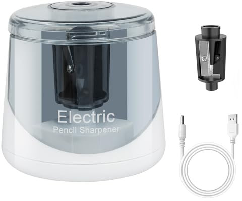 AUAUY Electric Pencil Sharpener with Auto Stop and Container, Fast Sharpen for School/Home/Office