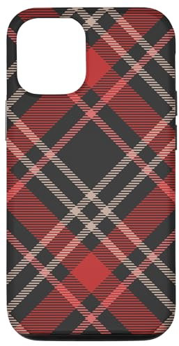 Hülle für iPhone 15 Pro Rot-graues Büffel-Schottenkaro, Flanell, Gingham-Karo, kariert