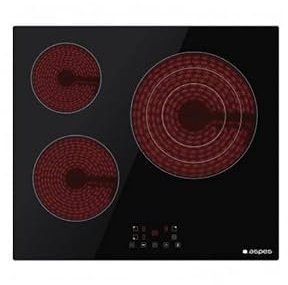 Placa Vitrocerámica 60cm 3 Zonas ASPES AV3601 Triple Corona Negro