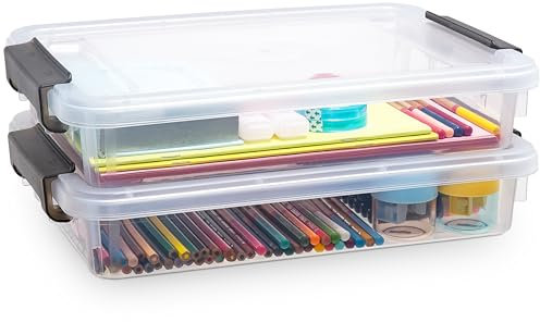 Citylife 2Pack A4 Storage Boxes, 4.5L A4 plastic box with Lids, Stackable, Handles, Transparent Plastic Storage Boxes for Document, Book, Stationery, Photo