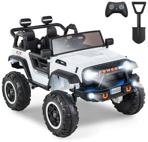 Maxmass 24V Kids Ride on Car, 2-Seater Children Electric UTV with Remote Control, Lights, Music, Horn, USB, MP3 & Slow Start, Toddler Battery Powered Toy Car for 3 Years Old+ Boys Girls (Off-white)