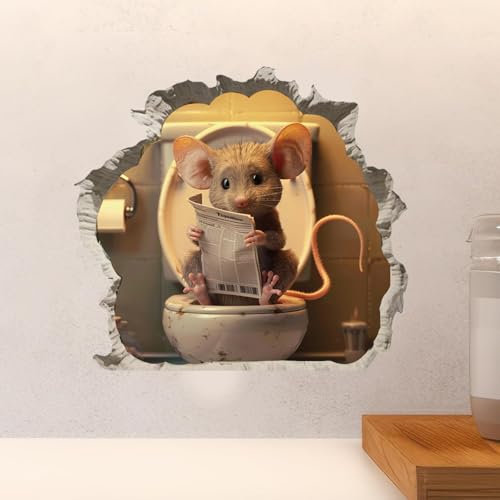 PLIGREAT 8 Stück 3D süße Toilette Maus Loch Wandaufkleber, abnehmbare Vinyl Peel und Stick Wandtattoos für Kinderzimmer Schlafzimmer Bauernhaus Wohnzimmer Spielzimmer Wand Ecke Dekoration