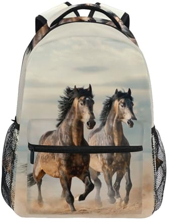 Schöner Schulrucksack mit Pferde-Motiv für Jungen und Mädchen, Grundschultasche, Mittelkinder-Rucksack, Schultasche, Teenager, leicht, lässiger Tagesrucksack, #19, M