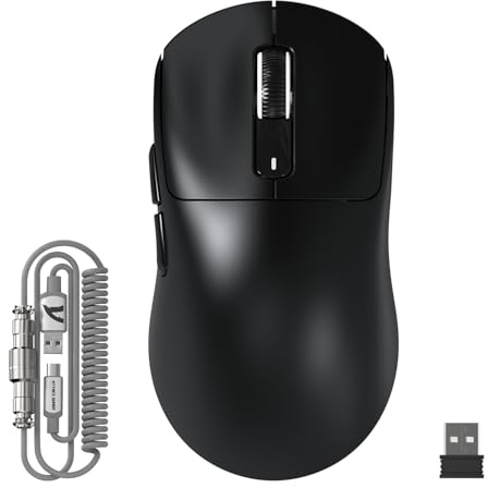 ATTACK SHARK X3MAX Souris de jeu sans fil, capteur de jeu PixArt PAW3950, jusqu'à 42 K DPI, 100 millions de micro, 49 g léger Tri-Mode (BT5.2/2,4 GHz/filaire) avec câble spiralé - Noir