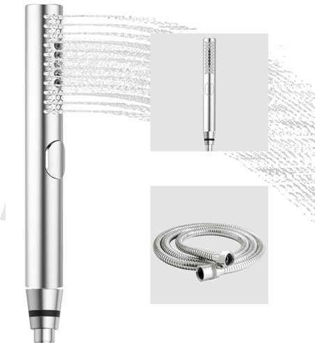 STARBATH Handbrause für Badezimmer,rund Duschkopf Wassersparend mit 3 Funktionen,Stabhandbrause Anti-Kalk Silikon-Düsen,ABS Matrial (Chrom（Duschkopf +Schlauch）)