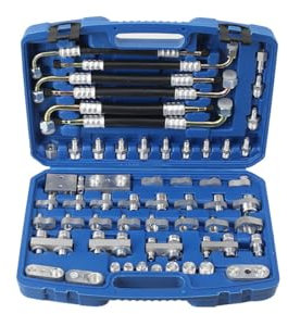 TABODD 56 Stück Automotive Klimaanlage Leck Test Kit, Aluminium Auto Reparatur Werkzeug Klimaanlage Lecksucher A/C Kompressor Erkennung Reparatur Tool Kit mit Toolbox