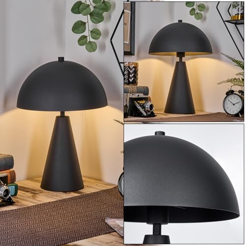 HOFSTEIN Tischleuchte Nor, Tischlampe aus Metall in Schwarz, moderne Leuchte im Retro/Vintage-Design, (Ø 30 cm), Höhe 44 cm, Schalter am Kabel, E27, Wohnzimmer, Schlafzimmer, Esszimmer, Flur, Büro