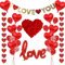 Hochzeit Deko Rot Herz Luftballons - 29 Stück I Love You Banner Love Folienballons Herzluftballons künstliche Rosenblätter Für Brautdusche Valentinstag Geburtstags Verlobung Hochzeit Party Deko