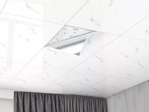 Weiße selbstklebende Deckenplatten für Restaurant, Küche und Wohnbereich, dekorative Hängedeckenpaneele mit Coving-Design, 5 Stück