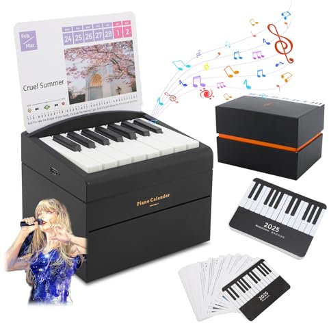 Gugxiom Klavierkalender 2025, spielbarer Klavier-Tischkalender 2025 mit 52 Wochen Musikblättern in 27 Karten, Mini 3D Kalender mit Musik für Fans, Freunde, Klavierliebhaber