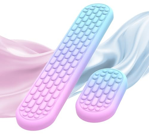 MoKo Keyboard Wrist Rest, Ergonomic Wrist Rest for Computer Keyboard and Mouse with Soft Memory Foam, Keyboard Wrist Support for Typing Pain Relief, Ideal for Office Work Gaming, Gradient Pink Blue