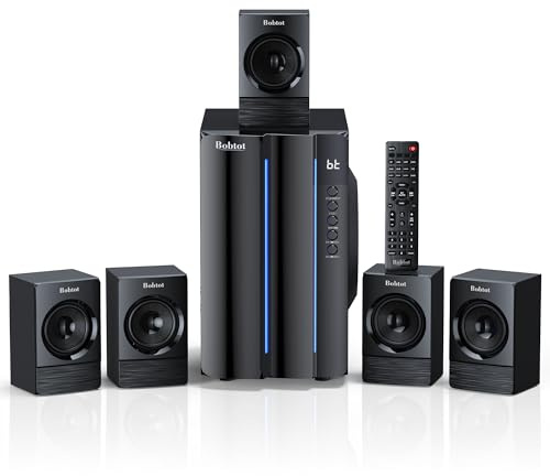 Bobtot Home Theater Surround Sound System per TV, 6,5 pollici Subwoofer 800W Peak | L'audio stereo cablato bassi profondi 5,1 altoparlanti satellitari sostiene l'input ottico di AUX di Bluetooth dell'ARCO