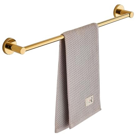 Renmlion Handtuchhalter 40cm 50cm 60cm 70cm 80cm Edelstahl Badehandtuchhalter Wandmontage Handtuchstange Poliertes Finish Einzelstange für Hardware und Küche, Gold(60cm)