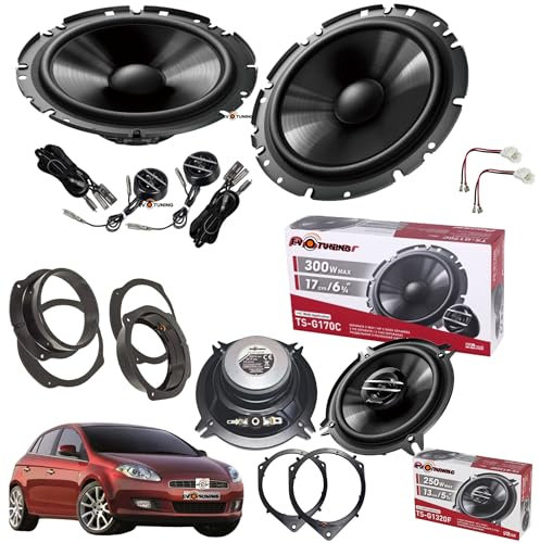 Kit 6 Casse Altoparlanti Pioneer TSG170C+TSG1320F per Fiat Bravo II dal 2007 Anteriori e Posteriori Set 2 woofer + 2 tweeter +2 coassiali 13cm +2Cp Anelli Adattatori +Connettori (NO Plug and Play)