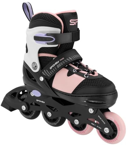 Kinder Inliner Verstellbar für Mädchen und Jungen - Inline-Skates Größenverstellbar - 4 Rollen aus PU - ABEC7 Kugellager - SPOKEY Trixie (Rosa, 35-38)