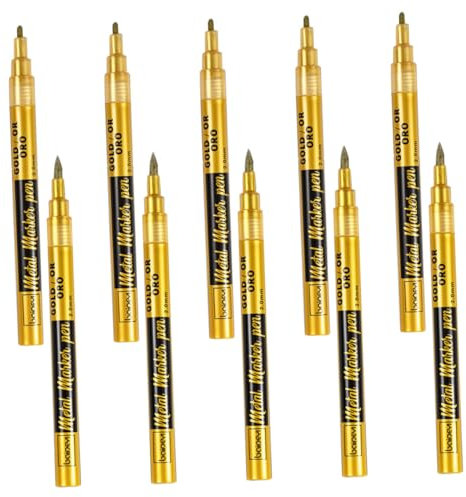 SOPOTUTU 10pièces Marqueurs à Peinture Chromée Dorée De Stylos à Peinture à Base Huile Pour Projets Artistiques Réparations Et Marquage Marqueurs Métalliques Permanents Compatibles