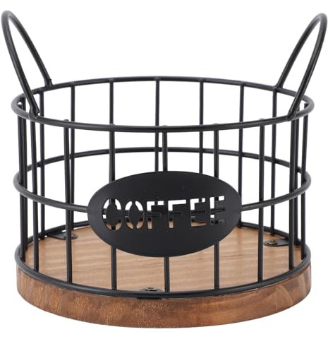 Panier de Pods à café avec Base en Bois - Support de Capsule de café en Fer à Grande capacité pour la Maison et le Bureau - L'organisateur de Stockage à la Rouille Détient Plus