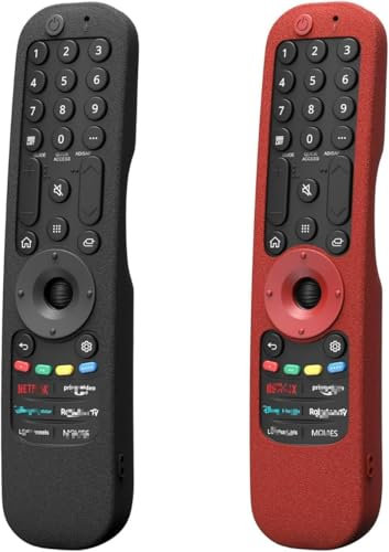 (2 Pack) CLVIZCXOM Remote Case Silicone Cover Fit for LG AN-MR21GA AN-MR21GC AN-MR22GA AN-MR22GN AN-MR23GA AN-MR24GA Smart TV Remote Control Remote Case(Red + Black)