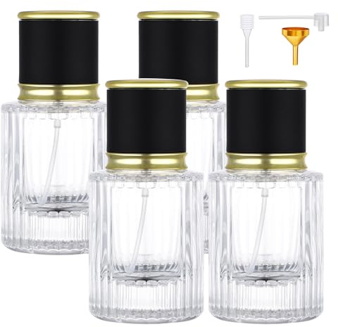 Segus Travel Aftershave Dispenser, 4Pcs 30ml Glass Perfume Atomiser, Empty Perfume Bottles, Portable and Leakproof, Aftershave Spray Bottle for Daily and Business Trips