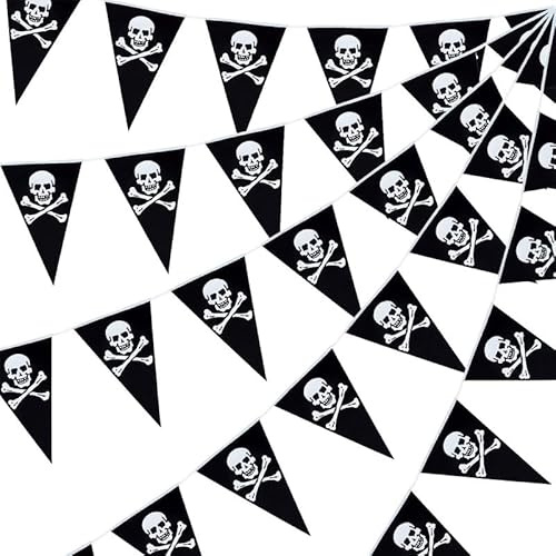 Piraten-Banner, Totenkopf-Flagge, Dreiecksflaggen für Piratenschiff, Zubehör, Halloween, Geburtstagsparty, Innen- und Außenbereich