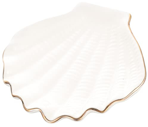 HYTROVE Plateau De Rangement Bijoux En Céramique 11.50X10.50X1.50Cm Organisateur Pratique Pour Bagues Colliers Boucles D'Oreilles Décoratif Pour Bureau Salle De Bain