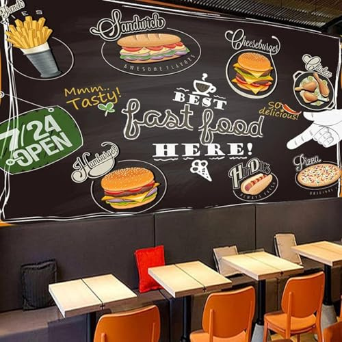 Hand Painted Art Dessert Shop Blackboard Colourful Graffiti 3D Wallpaper Easy Install Feature Office Living Room Sofa Bedroom TV Background Wall Decoration-200cm×140cm