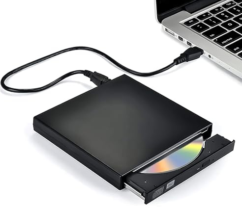 Reagle External Rekorder Schlankes CD-R/DVD-ROM/RW USB-A/USB-B Plug and Play Windows 11/10/8/7 Linux OS Portable for PC Laptop Desktop