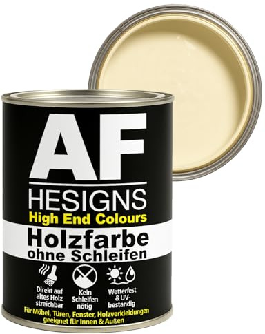 Alex Flittner Designs Möbelfarbe ohne Schleifen in Hellelfenbein RAL1015 | Kein Schleifen nötig - Direkte Anwendung auf alten Anstrichen, Holz, MDF oder lackierten Oberflächen - spart Zeit & Arbeit.