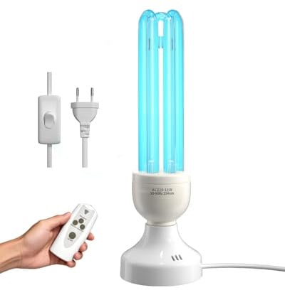 BrightArk 55W UV Lampe Desinfektion Ozon Licht mit Fernbedienung und 3 Timer Keimtötende Lampe, Duale Sterilisation und Desinfektion, AC220-240V, Perfekt für Küche, Schlafzimmer, Büro Frischluft