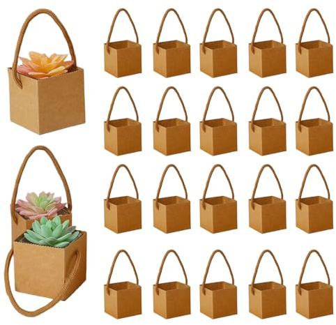 40 Piezas Bolsas De Regalo Suculentas, Maceta De Papel Para Plantas Suculentas, Mini Cajas De Suculenta, Para Cumpleaños, Bodas, Baby Showers, Regalos De Fiesta, Marrón