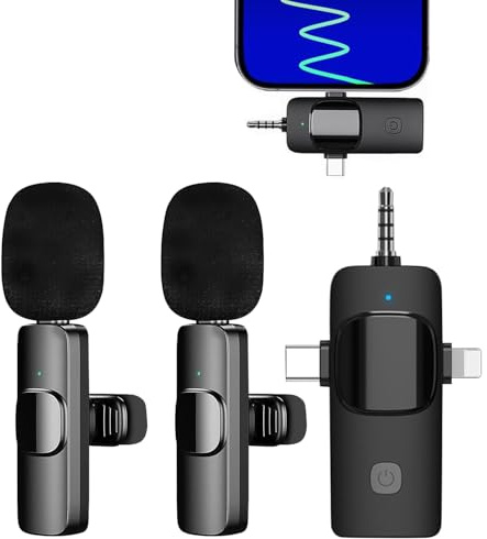 DayDup Micro Cravate sans Fil, pour iPhone/iOS/Android/PC/Laptop, Plug&Play réduction du Bruit, Micro Bluetooth pour Youtube, Facebook, Twitter, Tiktok Video et La Diffusion en Direct