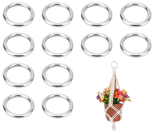12 Stück Edelstahl O Ringe - 304 Metallringe 30 mm Außendurchm 3 mm Dicke Geschweißter O-Ring, Geschweißte Metallringe für Hundeleinen Befestigung Schrauben Haken Campinggürtel Taschen