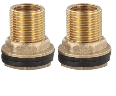 2 Stück Messing Behälteranschluss mit 4 Dichtungen für Wasserhähne und Tanks, Durchführungsverschraubung 1/2 Zoll x 3/8 Zoll bis 1 Zoll x 3/4 Zoll(3/4inch x 1/2inch)