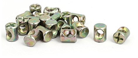 Sourcingmap M6 x 12mm Cross Dowel Slotted Barrel Nuts 20PCS for Furniture Chair